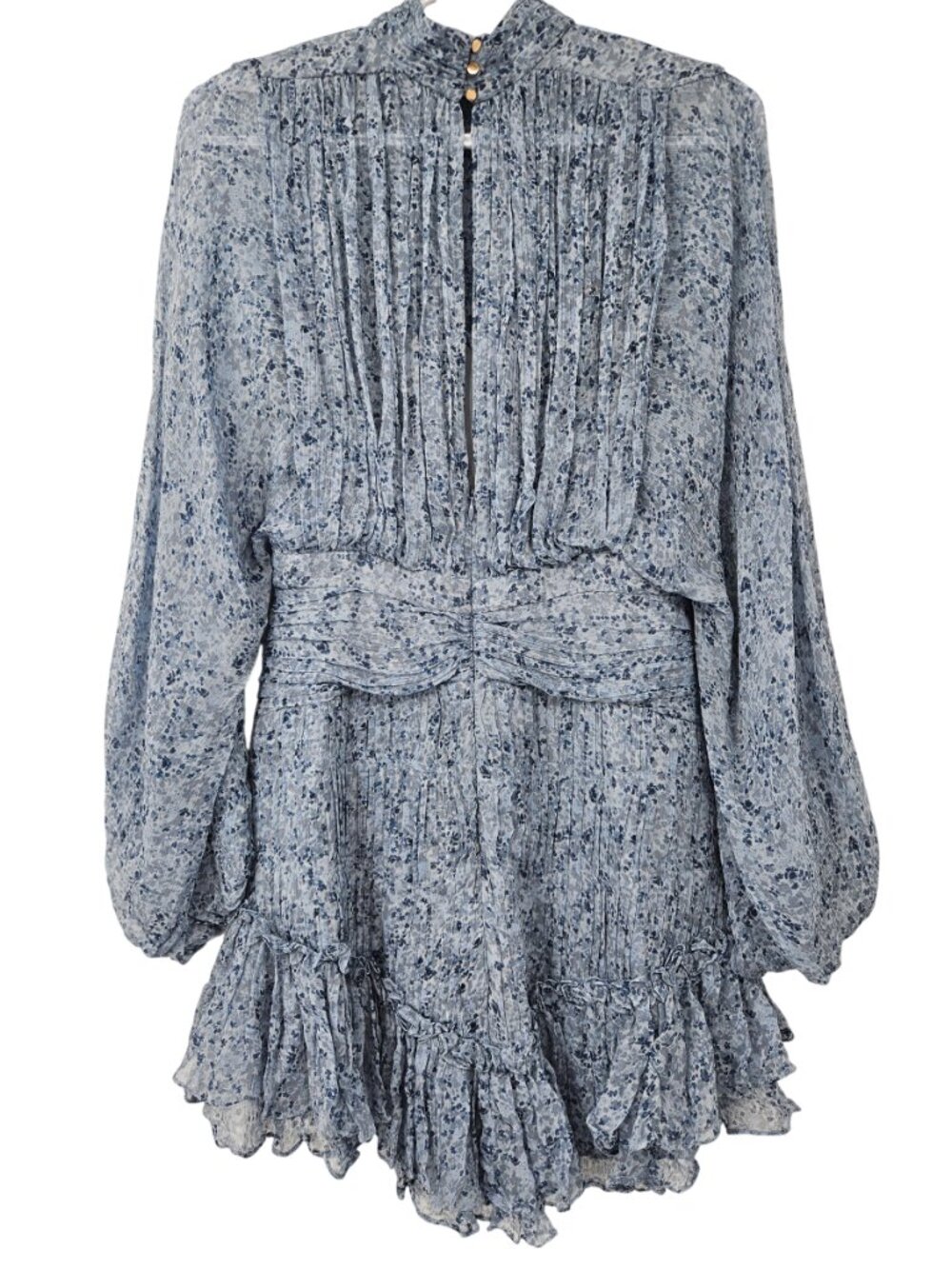 Shona Joy Harmony High Neck Ruched Mini Dress Blue Smoke Womens Size 4 NEW Party - Picture 4 of 16